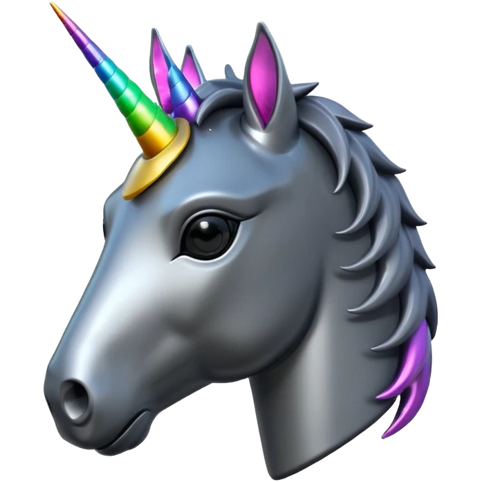 black robotic unicorn head emoji