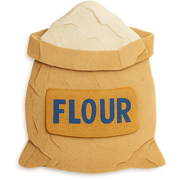 flour sack in paper craft style, with visible paper folds emoji