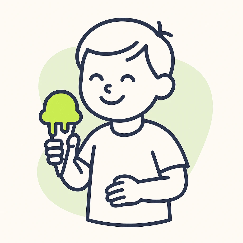 happy children with melting ice cream cones emoji