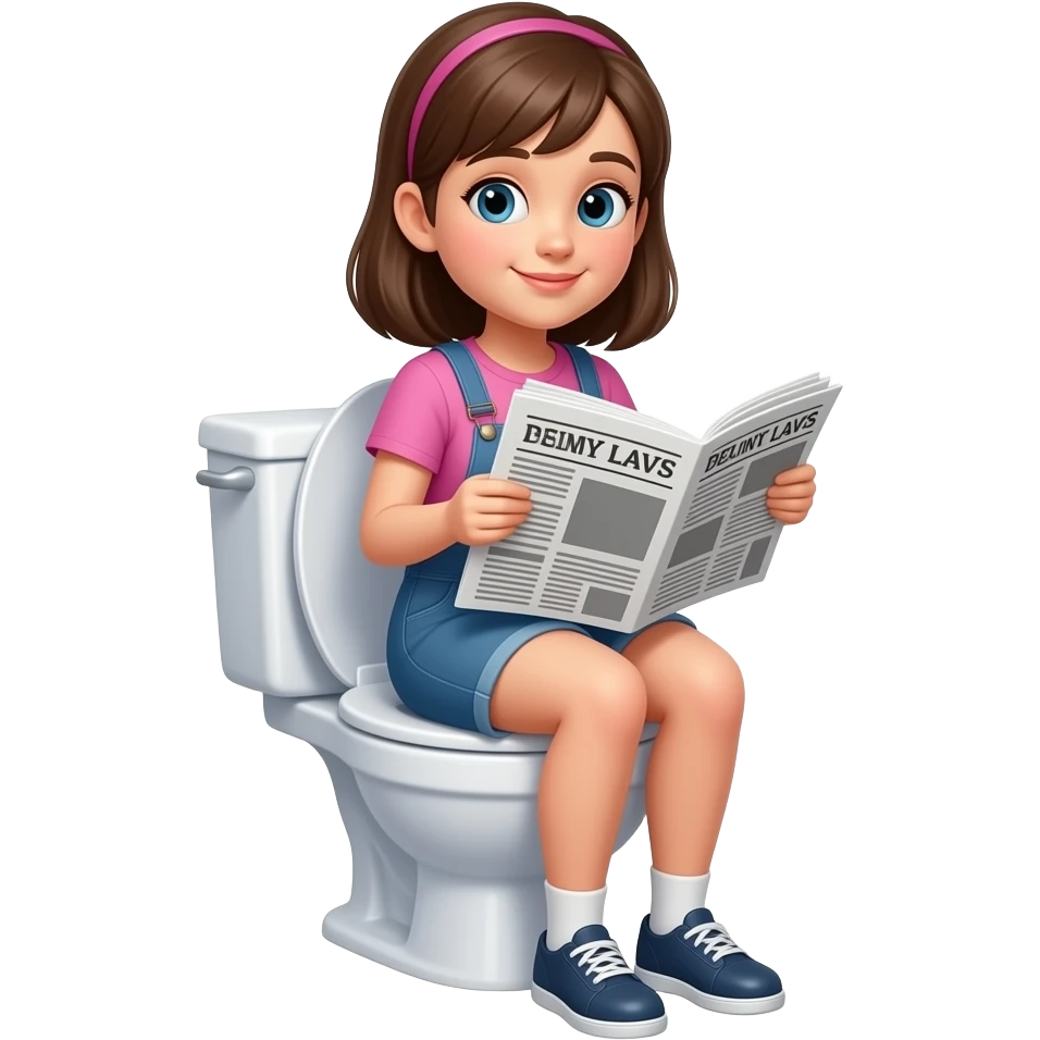 GIRL SITTING ON TOILET AND READING NAWSPAPER emoji