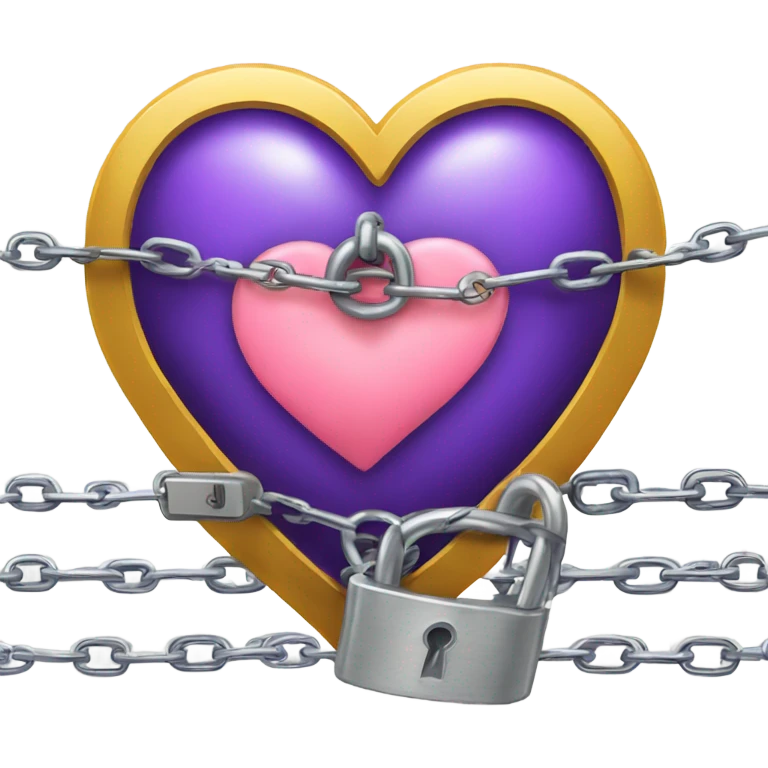 a heart, with a chain and padlock wrapped around emoji