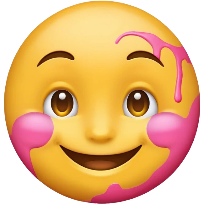 classic yellow round emoji with pink paint effect from just below the eyes to the chin emoji
