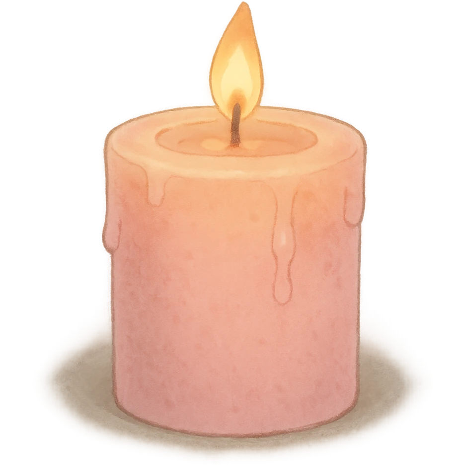 pink pastel candle with soft aesthetic and gentle lighting in ghibli style emoji