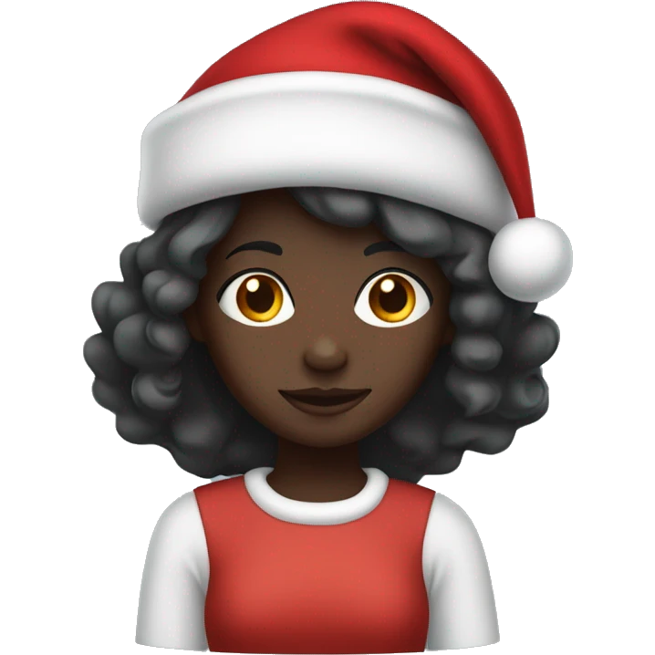 Dark skin girl with christmas hat emoji
