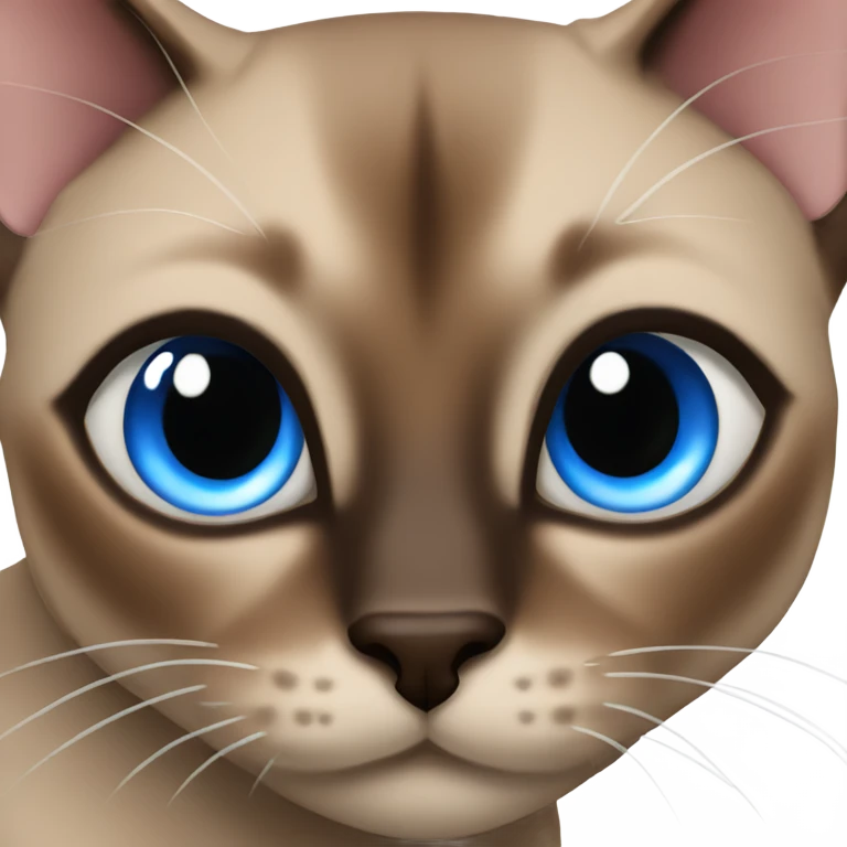 Brown Siamese cat blue eyes emoji