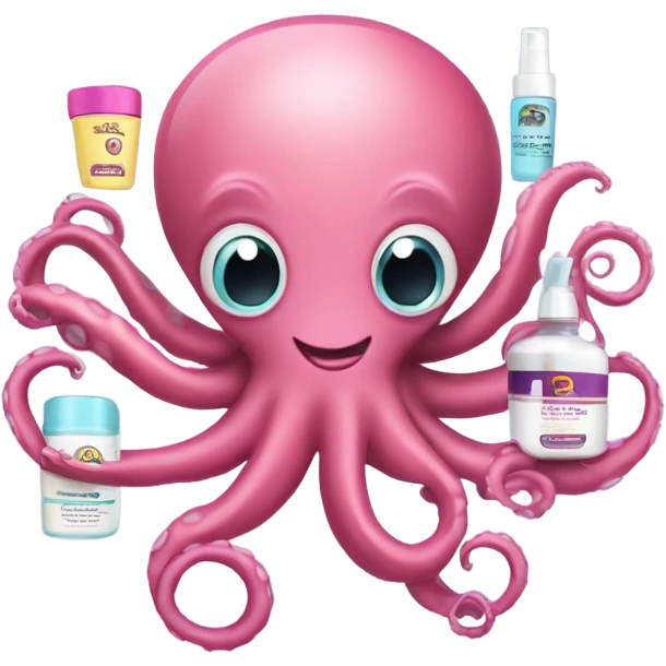 Octopuses holding skincare emoji
