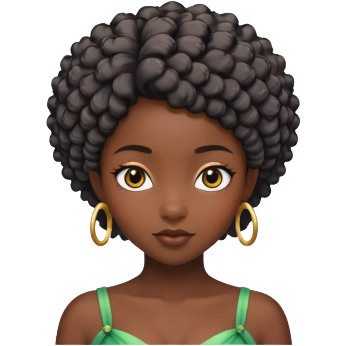 Black skin girl with short round coily hair fairy sexy  emoji