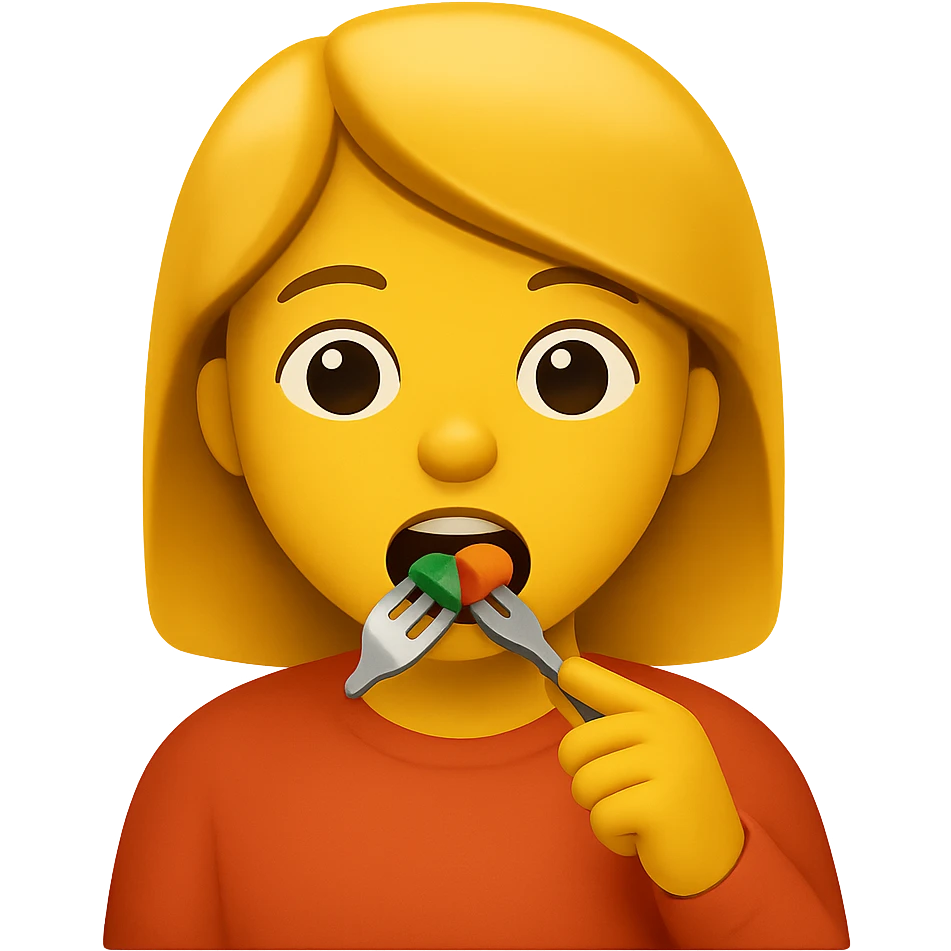 emoji stile iphone di una donna che mangia emoji