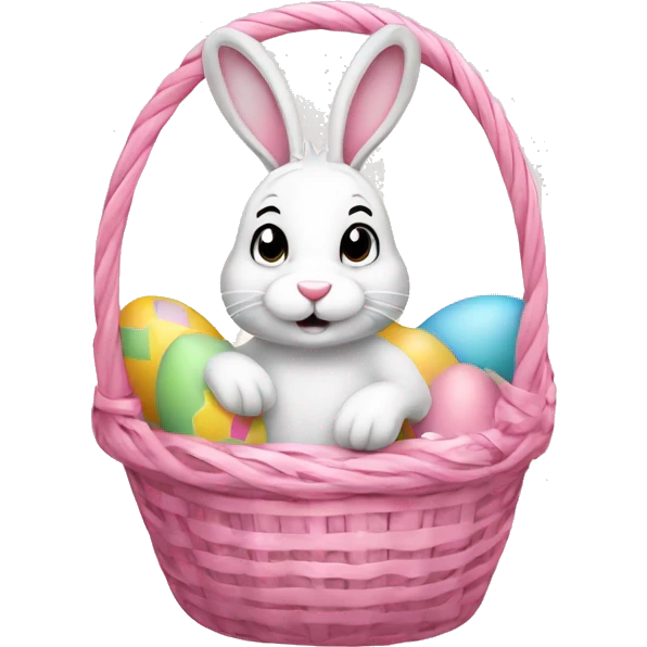easter bunny with egg light pink basket emoji