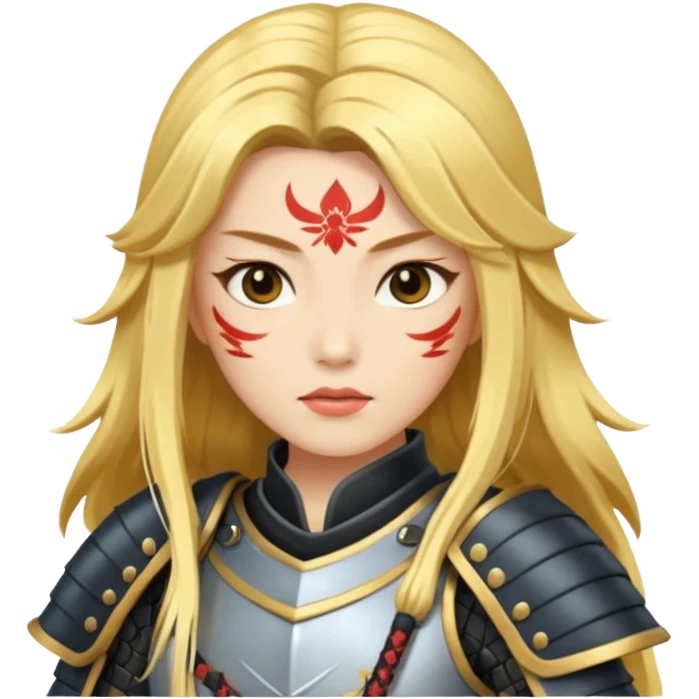Lady samurai with long golden hair and white skin emoji