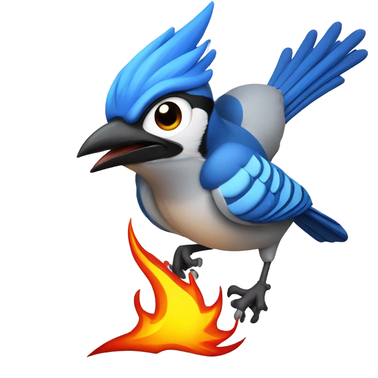 Bluejay shooting fire out of his mouth emoji