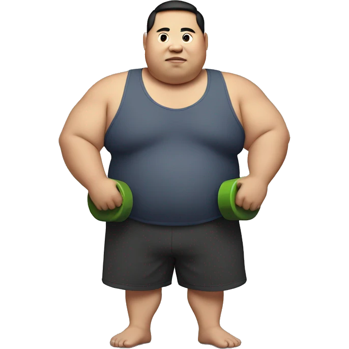 Fat asian man with weights in hand emoji