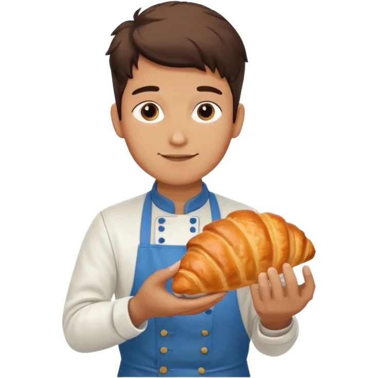 Young male baker – holding a croissant

 emoji