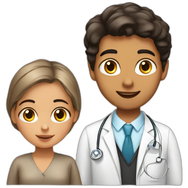 Jewish girl with ophthalmologist tanned skin Arabic boy emoji