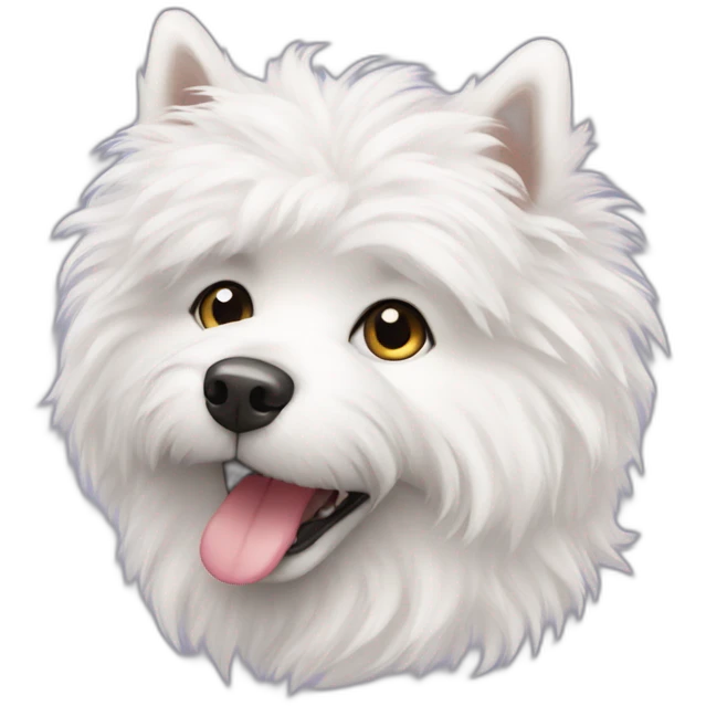 White fluffy dog and LOVE emoji
