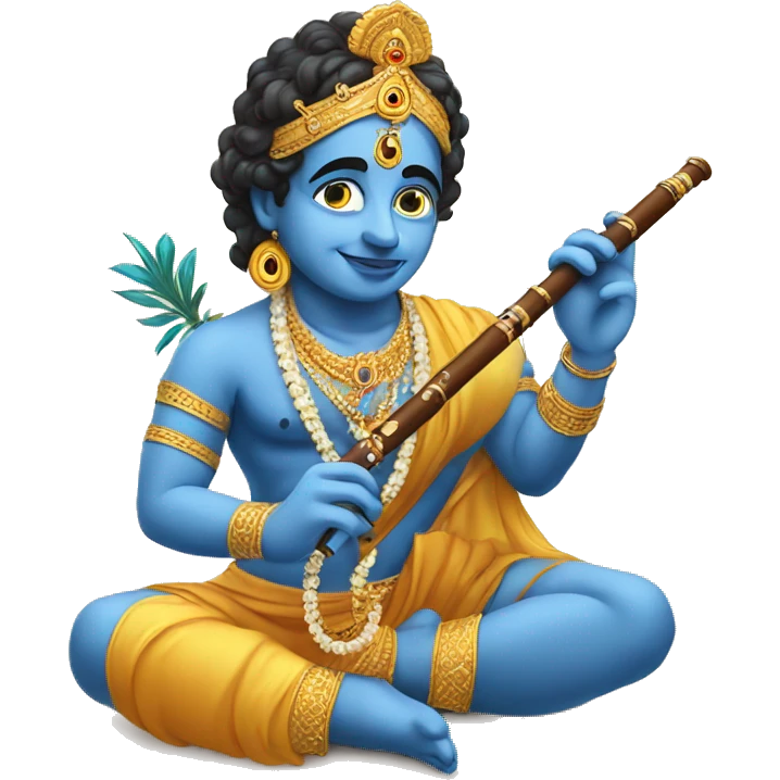 Lord Krishna with laptop and flute emoji