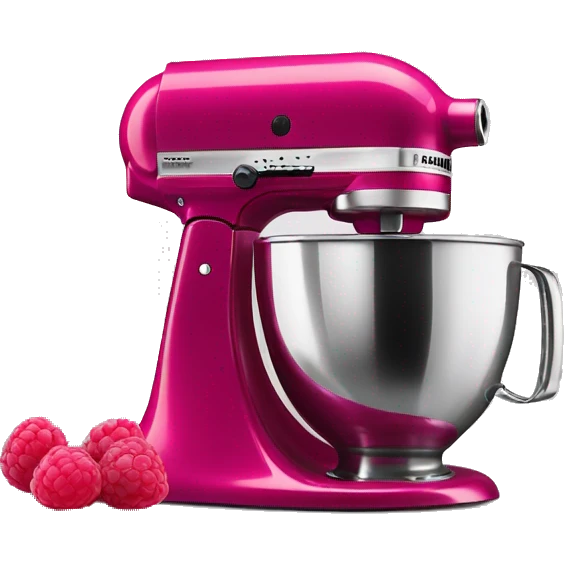 Realistic raspberry color kitchenaid mixer isolated. emoji