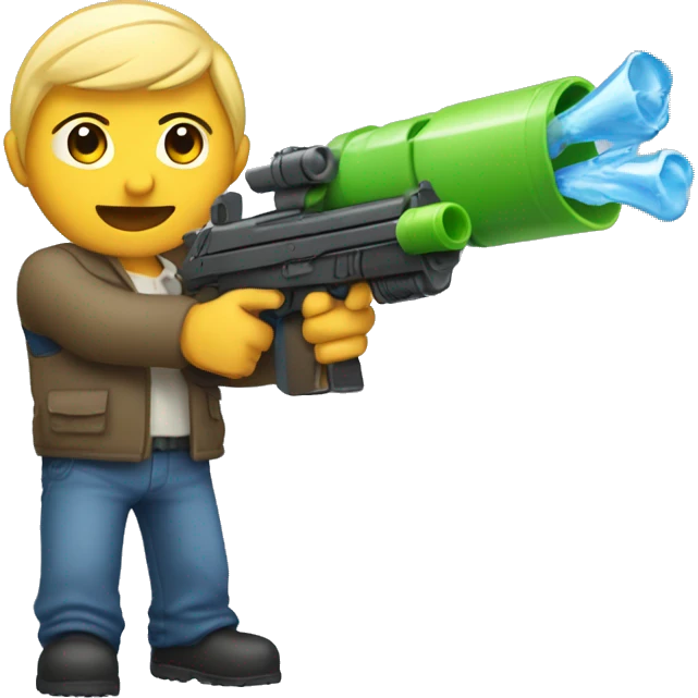 Yusuf Dikec aiming a water gun emoji