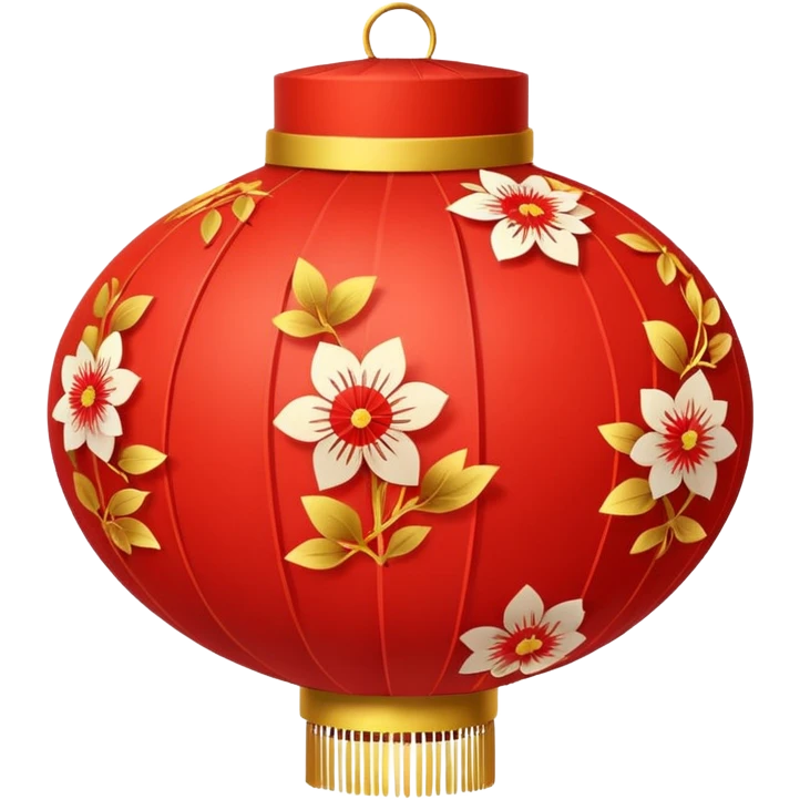 cute chinese red lantern with floral decoratons emoji