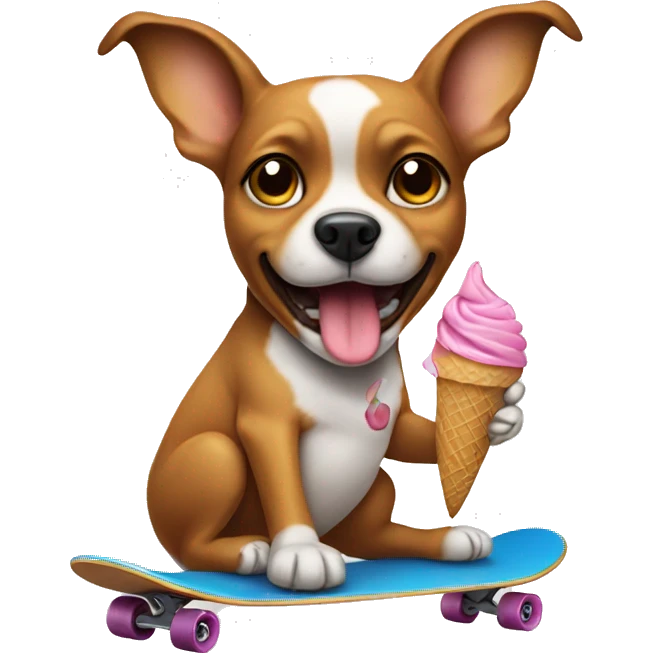 dog eating ice cream on skateboard  emoji