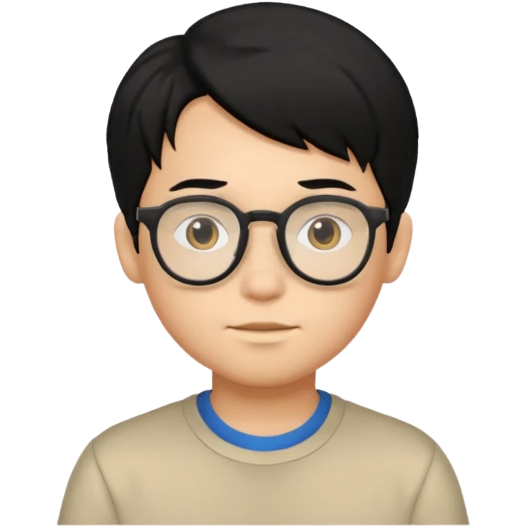 Boy emoji with middle part black hair and glasses emoji