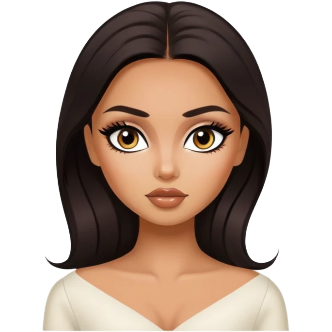 russian features, dark hair, beauty,  hair, tan skin,  eyes, pretty eyes, black eyeliner, pretty bratz baddie emoji