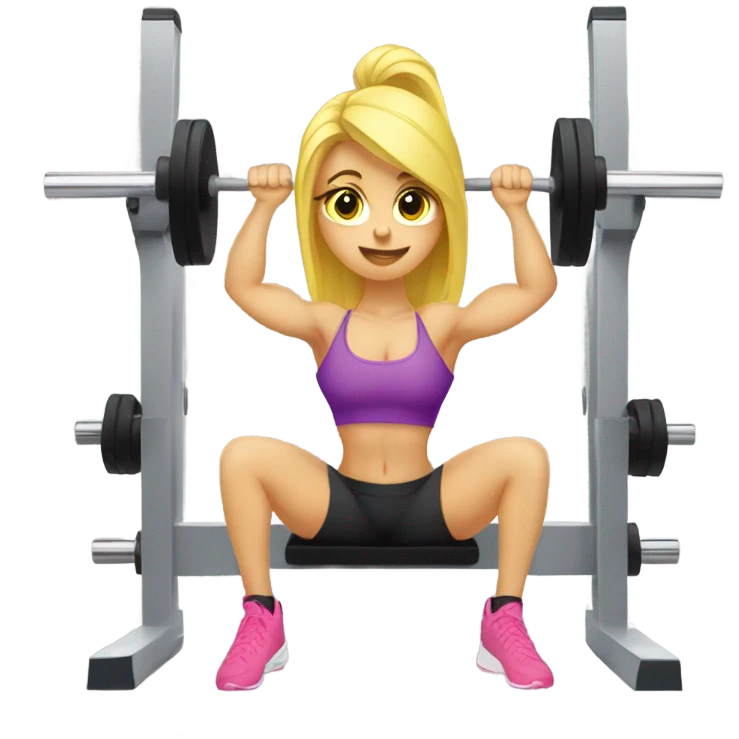 blonde gym girl on squat rack emoji