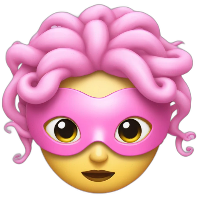white medusa gorgona in pink sleep mask emoji
