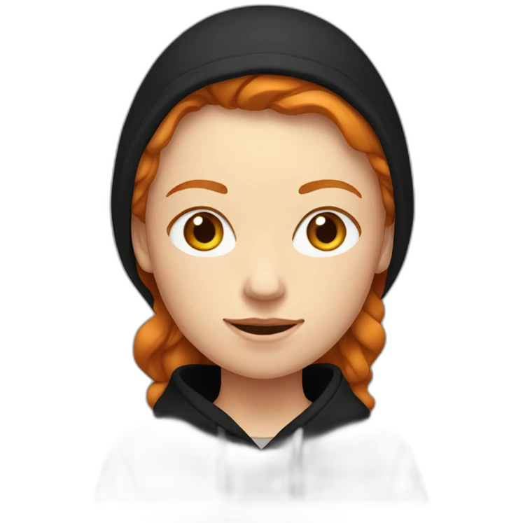 ginger woman with black hoodie up emoji