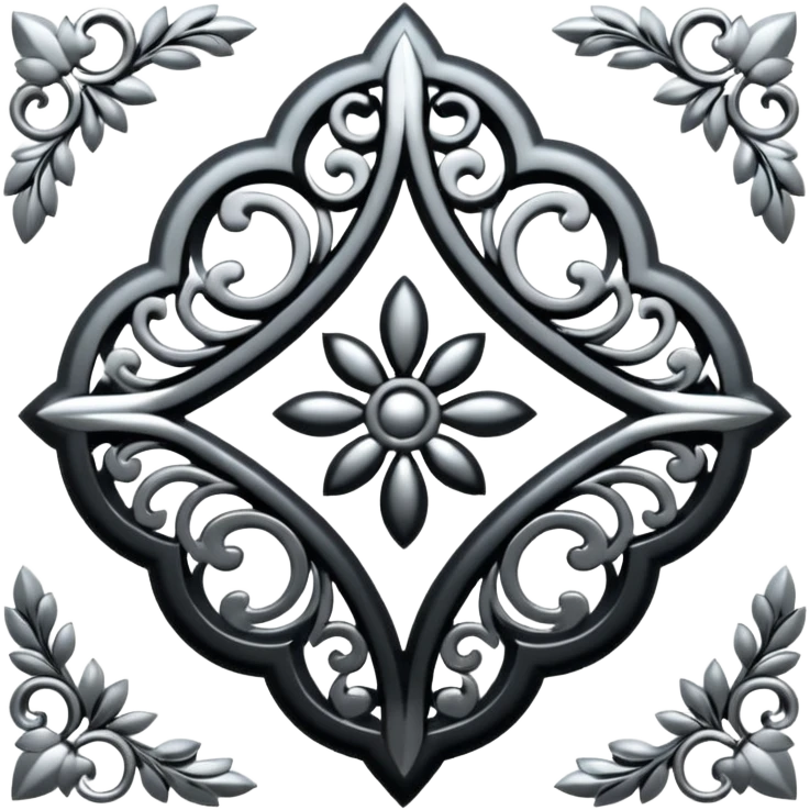 Black and silver filigree, 3D, extremely detailed design emoji