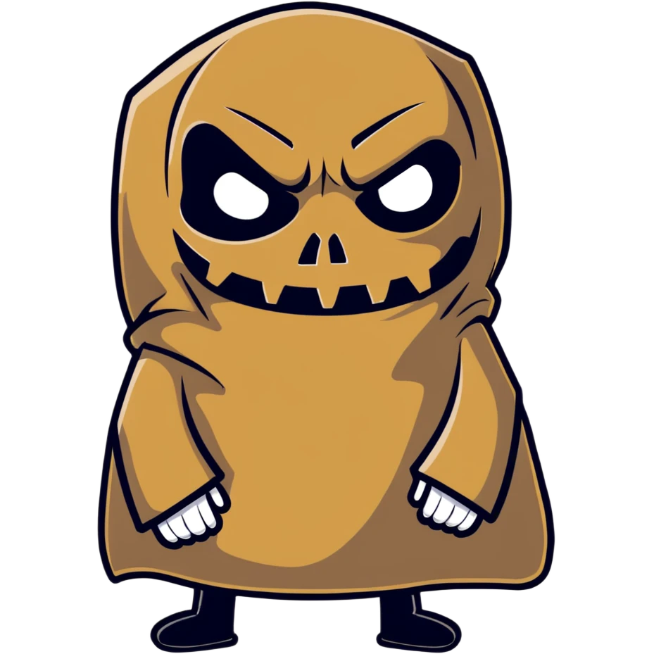 menacing horror character with burlap sack mask and sinister expression emoji