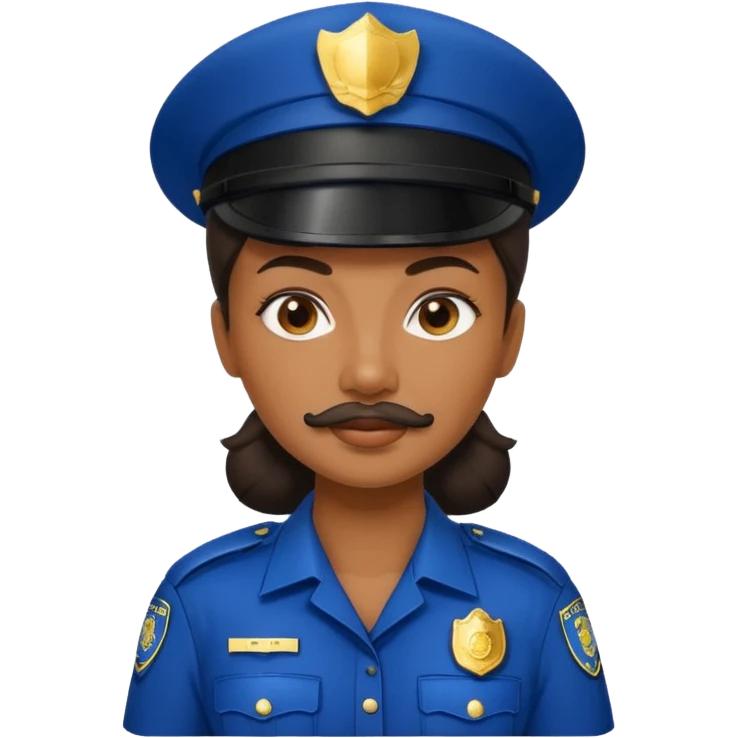 black woman with mustache wear police's uniform emoji