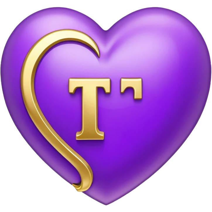 The golden Letter “t” gilded inside a Purple Heart emoji