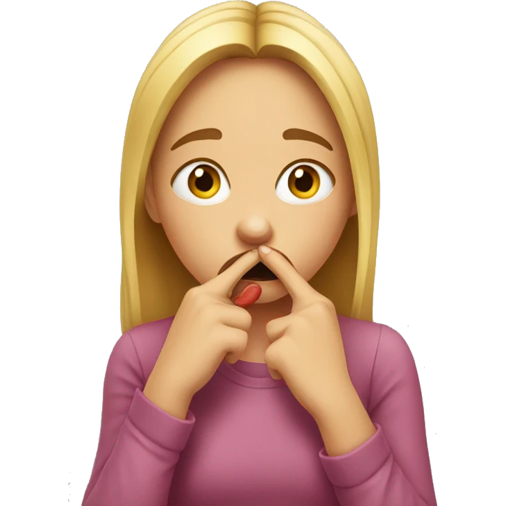 Girl biting her finger, stressed emoji