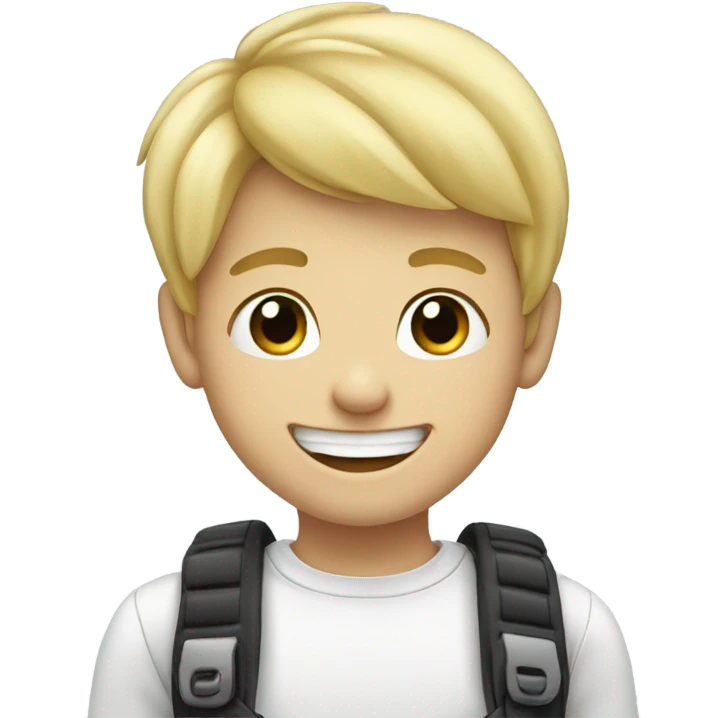 Blonde boy braces, smiling with thumbs up emoji