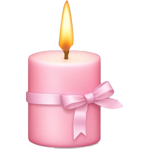 pastel pink christmas candle, with light pink ribbon emoji