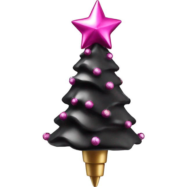 Realistic isolated black and pink metallic christmas tree topper. emoji