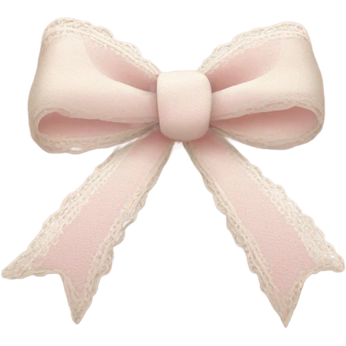 Create a girly, coquette-style checkmark emoji sticker in soft pink and cream tones. It should look elegant and delicate, with a subtle bow or lace detail to match a vintage aesthetic. emoji