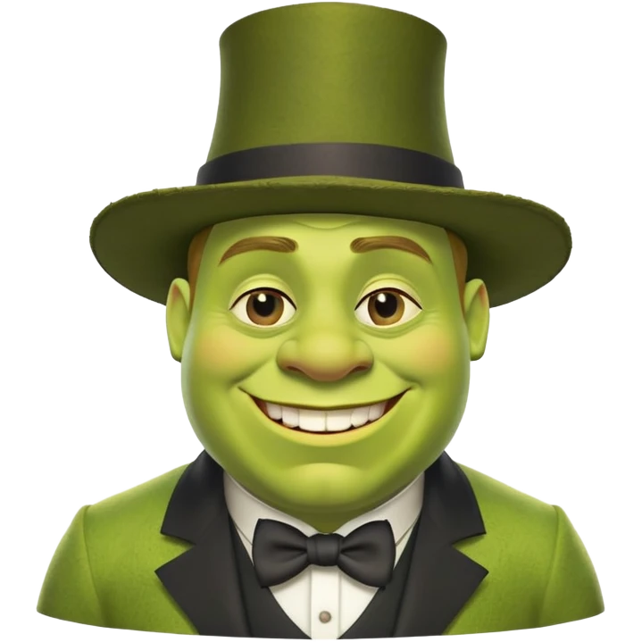 Shrek with a monocle and a mafioso hat emoji