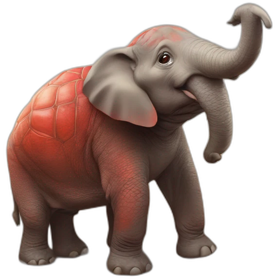 Pile tortue sur élephant rouge emoji