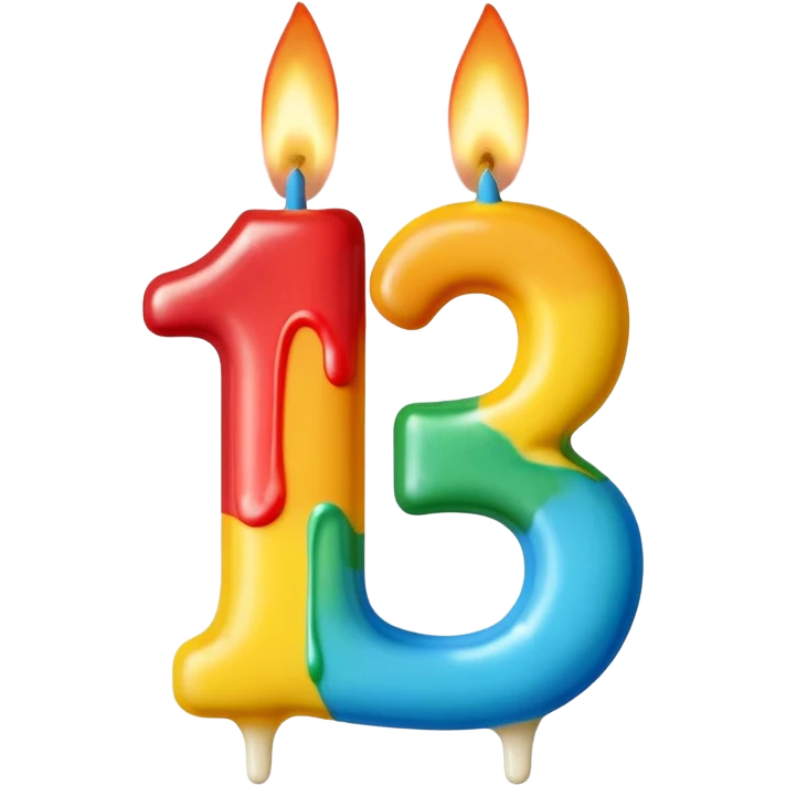 Birthday candles with the shape of the number 15 emoji