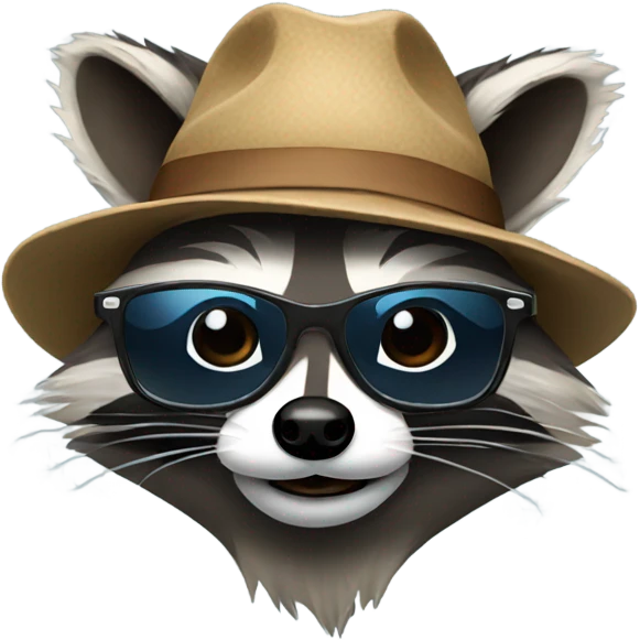 Raccoon with hat and glasses emoji