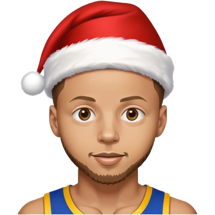 Steph curry wearing a Christmas hat emoji