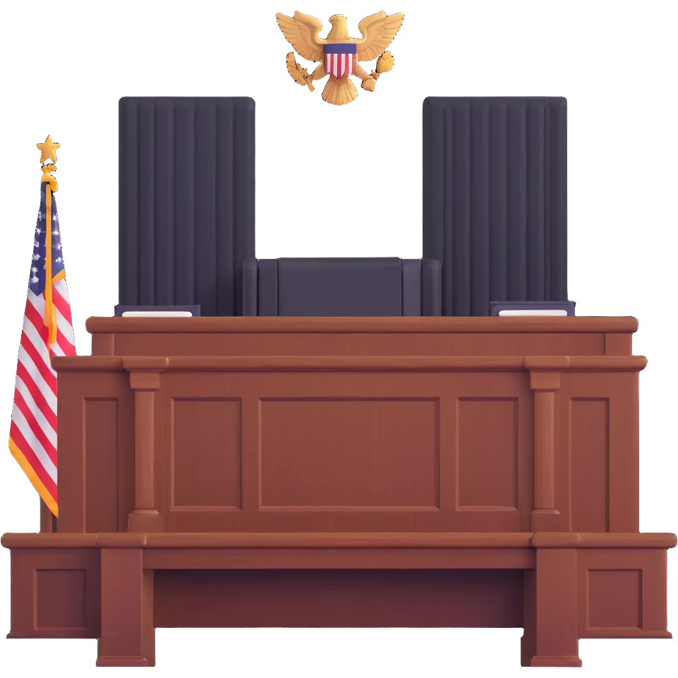 Courtroom with judge bench emoji