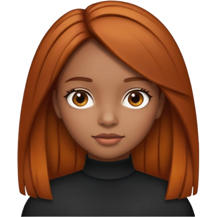 black and latina girl with straight brown hair with ginger highlights  emoji
