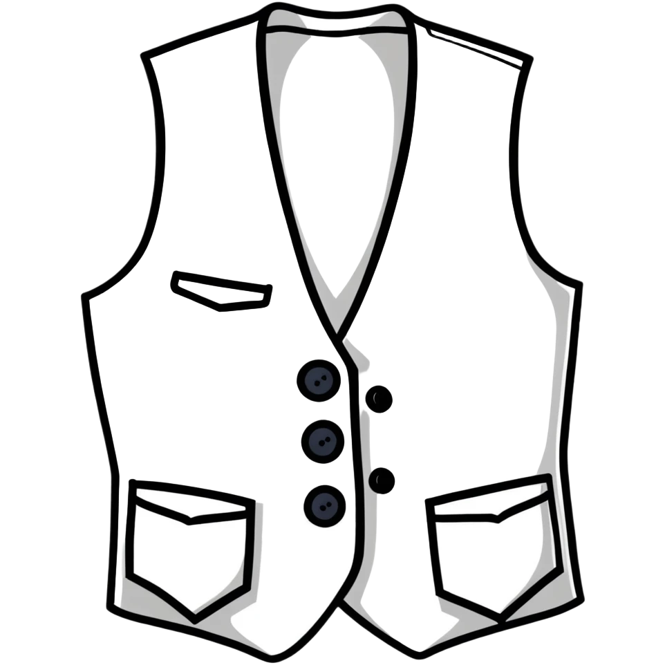white formal vest for women with 3 white buttons and 2 front pockets emoji