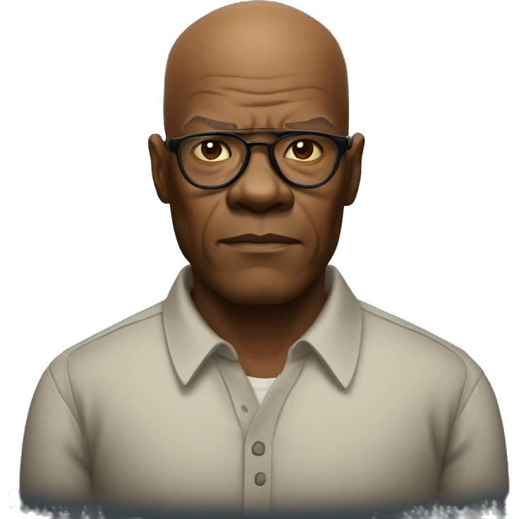 bald samuel l jackson serious wearing shirt emoji