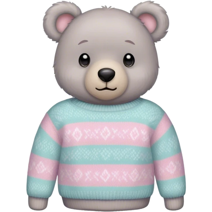 
gray teddy bear in a pastel sweater emoji