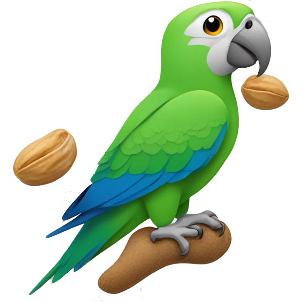 Quaker parrot eating a peanut emoji