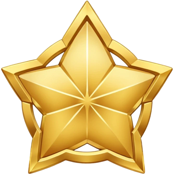 golden medal in star shape, central empty space, details in border, golden emoji